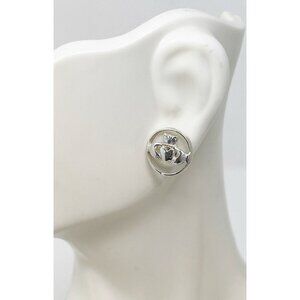 Vintage 925 Sterling Silver Irish Small Claddagh Stud Earrings Reid’s Ireland
